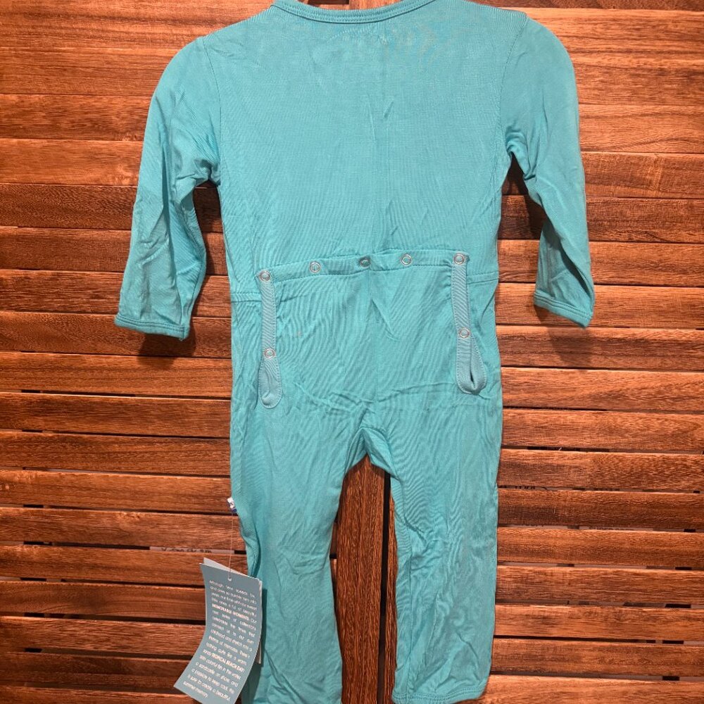 Kickee Pants Kids Long Sleeve Coverall with Zipper Neptune - Picture 2 of 2
